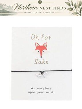 Wish Bracelet Fox Charm on Wax Cord 13-14" Handmade String Friendship